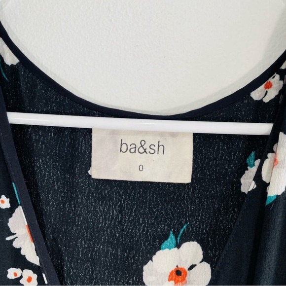 BA&SH Blush Noir Black Floral Side Cut Out Short Sleeve Maxi Dress 0 - Picture 3 of 4